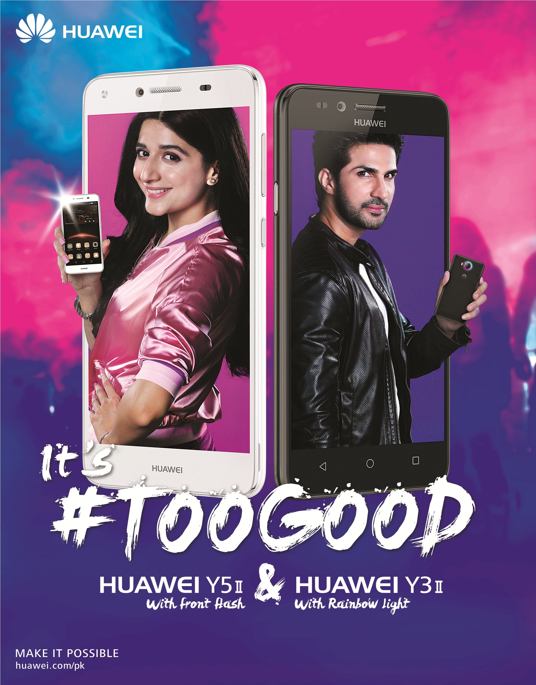 Presenting Huawei Y5 II with front flash and Huawei Y3 II with rainbow light#TooGood