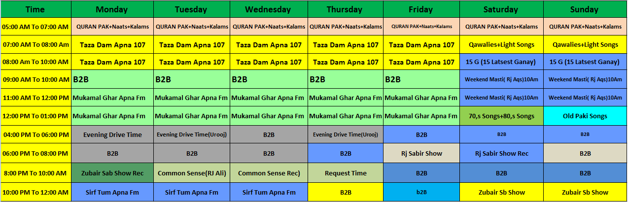 PROGRAM SCHEDULE